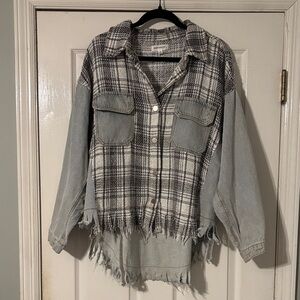 Dance & Marvel Black and White Plaid Denim Jacket